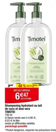 Carrefour TIMOTEI Shampooing hydratant au lait de coco et aloe vera offre