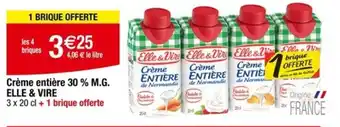 Carrefour ELLE & VIRE Crème entière 30 % M.G. offre