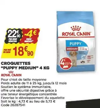 Bricomarché Croquettes "puppy medium" offre