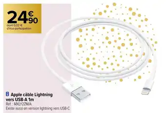 Carrefour Apple câble lightning vers USB-A 1m offre