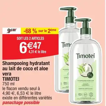 Migros TIMOTEI Shampooing hydratant au lait de coco et aloe vera offre