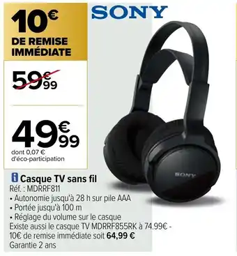 Carrefour Casque TV sans fil offre