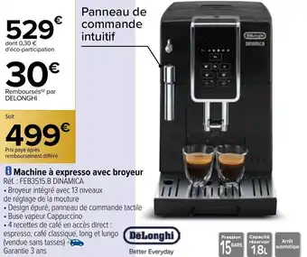 Carrefour Machine à expresso avec broyeur offre