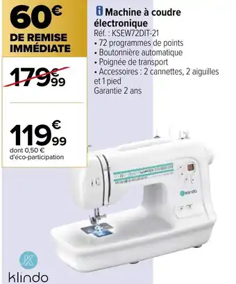 Carrefour Machine à coudre électronique offre