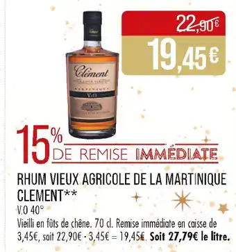 Match Clément Rhum vieux agricole de la Martinique offre