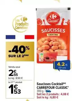 Carrefour Market Carrefour - saucisses cocktail classic offre