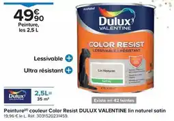 Castorama Dulux - peinture couleur color resist valentine lin naturel satin offre