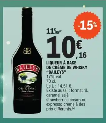 E.Leclerc BAILEYS Liqueur a base de creme de whisky offre