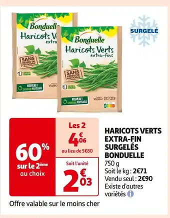 Auchan Supermarché Bonduelle Haricots Verts Extra-Fin Surgelés offre