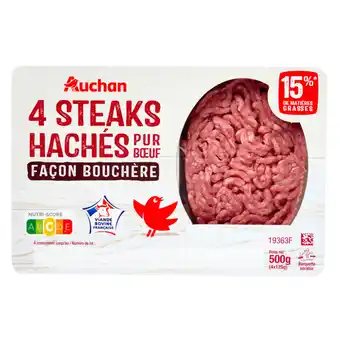 Auchan 4 Steaks Hachés Pur Bœuf Façon Bouchère Auchan offre