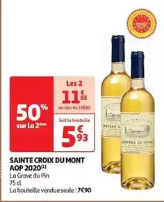 Auchan Château la grave - sainte croix du mont aop 2020 offre