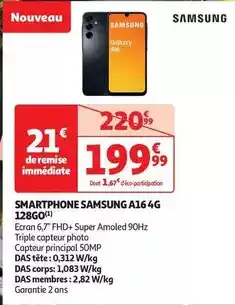 Auchan Samsung - smartphone a16 4g 128go offre