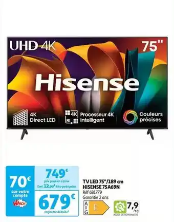 Auchan Hisense - tv led 75 75a69n offre