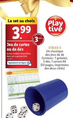 Lidl Jeu de cartes ou de dés offre