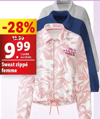 Lidl Sweat zippé femme offre