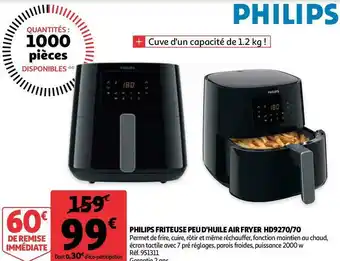 Auchan Philips philips friteuse peu d'huile air fryer hd9270/70 offre