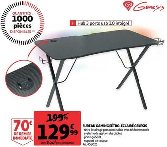 Auchan Genesis bureau gaming rétro-éclairé offre