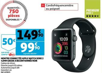 Auchan Apple montre connectée apple watch serie 2 42mm grade a recontionnée noir offre