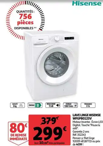Auchan Hisense lave linge hisense wfgp80123v offre