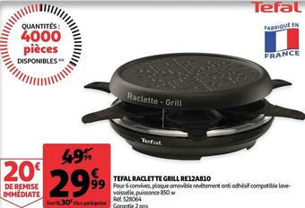 Auchan Tefal raclette grill re12a810 offre
