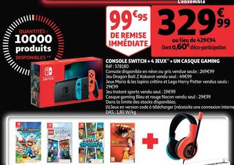Auchan Console switch + 4 jeux + un casque gaming offre