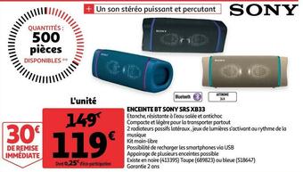 Auchan Sony enceinte bt srs xb33 offre