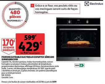 Electrolux four encastrable eof6p70x série 600 surroundcook