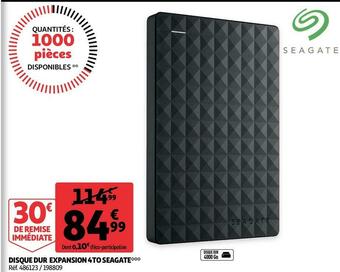 Auchan Seagate disque dur expansion 4to offre