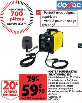 Domac poste à souder à l'arc shunt 130