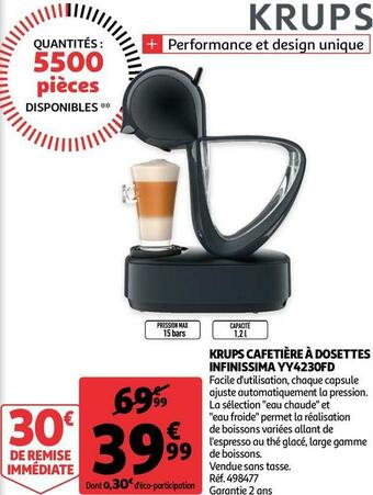 Auchan Krups cafetière à dosettes infinissima yy4230fd offre
