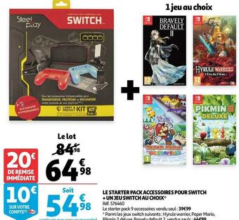 Auchan Le starter pack accessoires pour switch + un jeu switch au choix offre