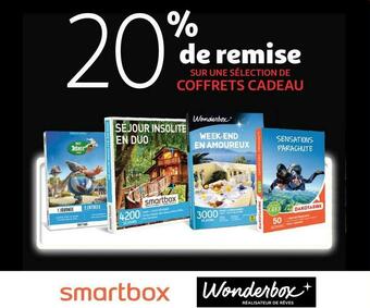 Auchan Smartbox,wonderbox bon plan sur une sélection de coffrets cadeau de la marque smartbox et wonderbox offre