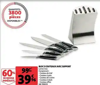 Auchan Bloc 5 couteaux avec support offre