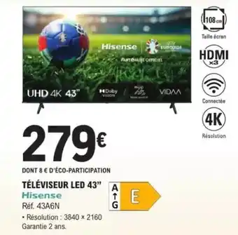 E.Leclerc Hisense - téléviseur led 43 offre