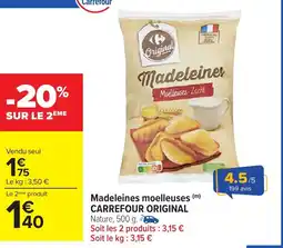 Carrefour Market CARREFOUR ORIGINAL Madeleines moelleuses offre