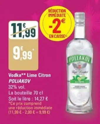 G20 POLIAKOV Vodka Lime Citron offre