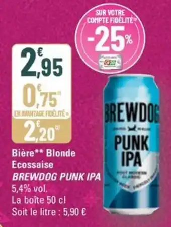 G20 BREWDOG PUNK IPA Bière Blonde Ecossaise offre