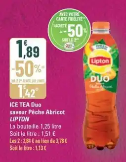 G20 LIPTON Ice tea duo saveur pêche abricot offre