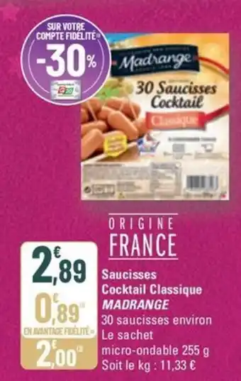 G20 MADRANGE Saucisses Cocktail Classique offre