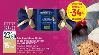 G20 MAISON MONTFORT Foie Gras de Canard Entier du Sud-Ouest cuit au torchon offre