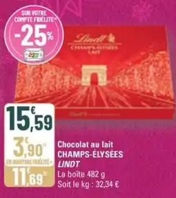 G20 LINDT Chocolat au lait champs-élysées offre