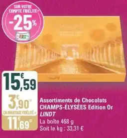 G20 LINDT Assortiments de Chocolats CHAMPS-ÉLYSÉES Edition Or offre