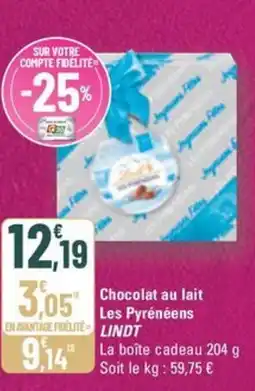 G20 LINDT Chocolat au lait Les Pyrénéens offre