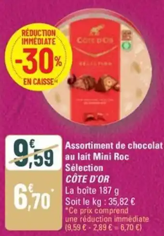 G20 CÔTE D'OR Assortiment de chocolat au lait Mini Roc Sélection offre