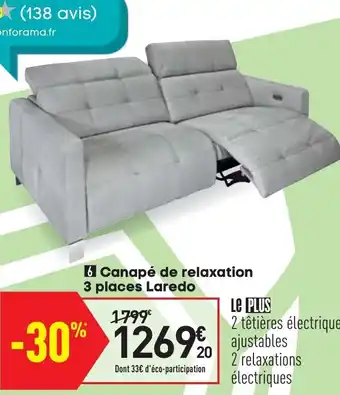 Conforama Canapé de relaxation 3 places Laredo offre