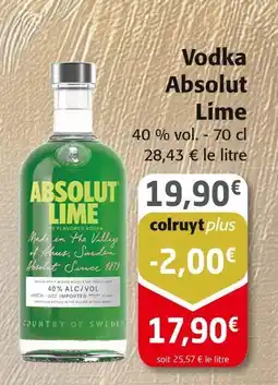 Colruyt Absolut vodka Vodka Absolut Lime offre