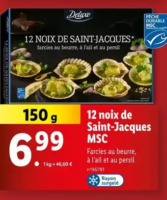 Lidl Deluxe 12 noix de Saint-Jacques MSC offre