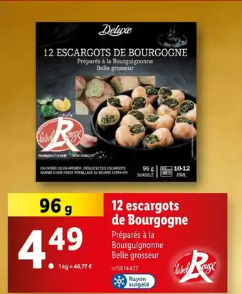 Lidl Deluxe 12 escargots de Bourgogne offre