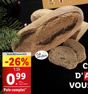 Lidl Pain complet offre