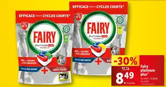 Lidl Fairy Fairy platinum plus offre